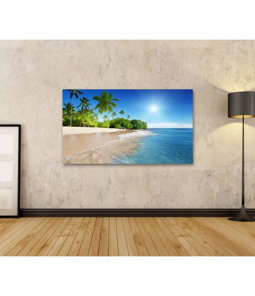 Islandburner Bild auf Leinwand Tropische Karibikinsel mit azurblauem Meer und üppigen Palmen Hotsell