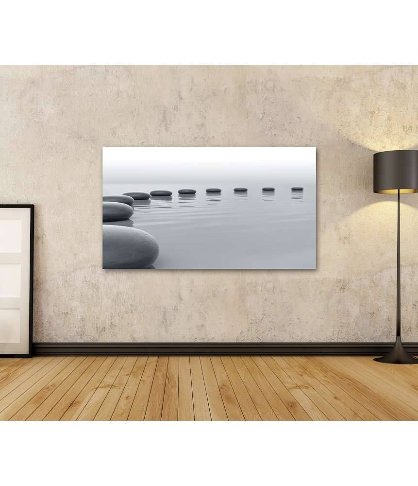 Islandburner Bild auf Leinwand Zen-Steine formen einen meditativen Kreis im Wasser - Spa-Wandbild Meist gekauft