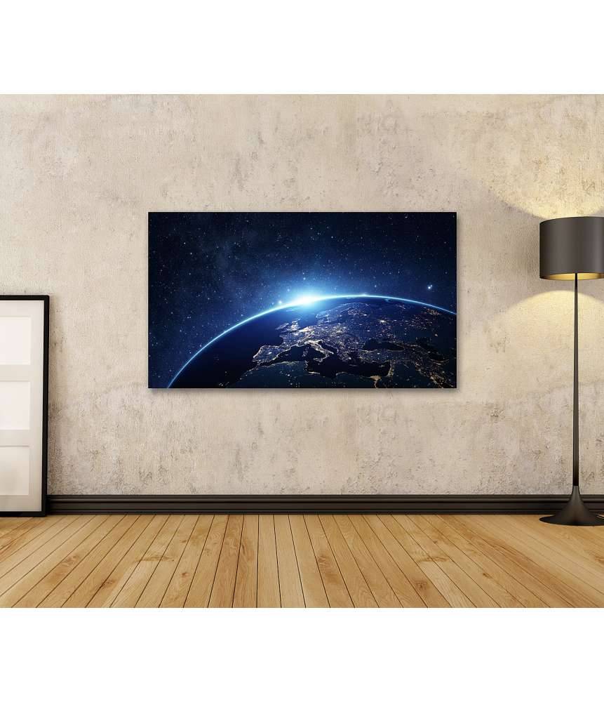 Islandburner Bild auf Leinwand Nächtliche Ansicht der Erde vom Weltraum aus auf dem Wandbild Fabrik Onlineshop