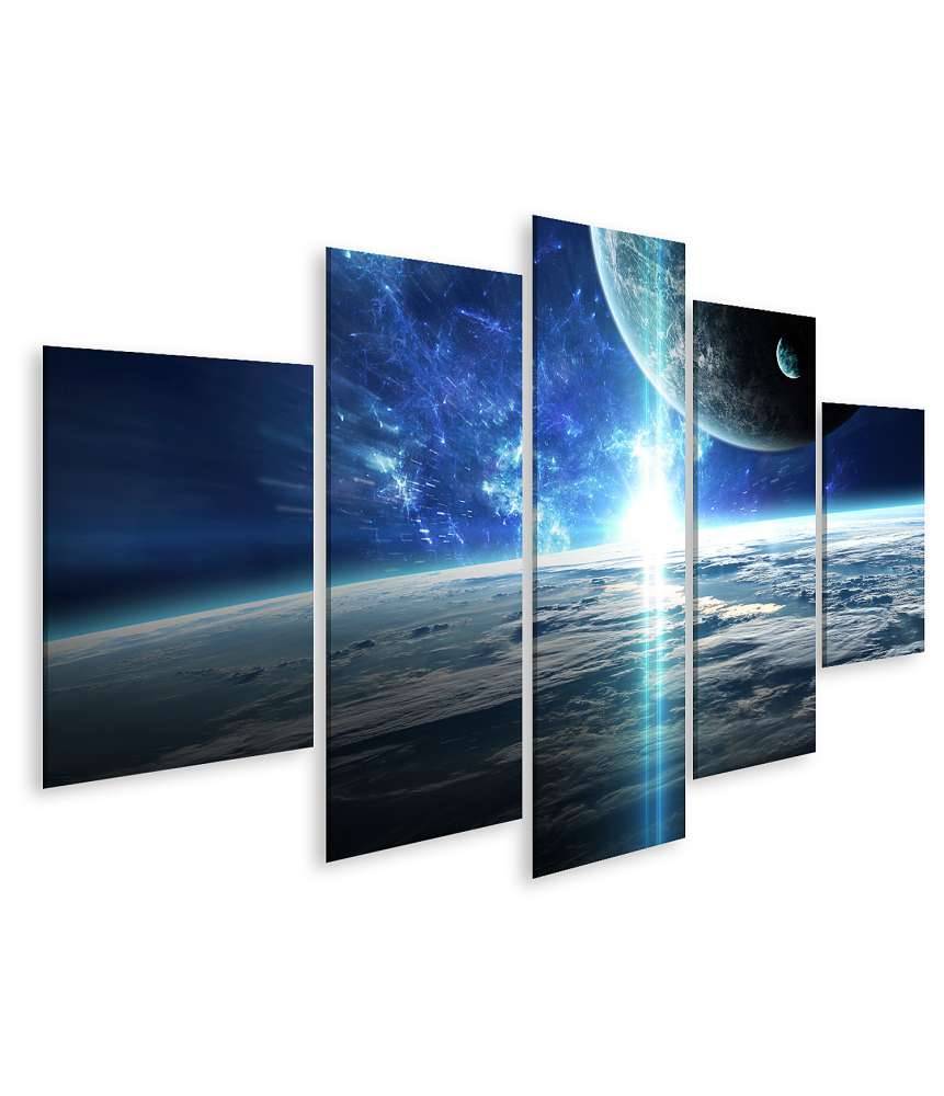 Islandburner Bild auf Leinwand Weltraumbild mit Universum, Planeten, Sternen und Galaxien