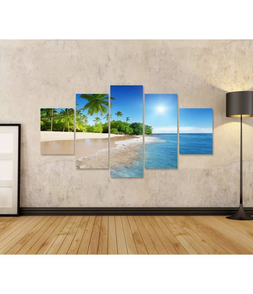 Islandburner Bild auf Leinwand Bild von einem idyllischen karibischen Meer mit hübschen Palmen Valentinstagsangebot