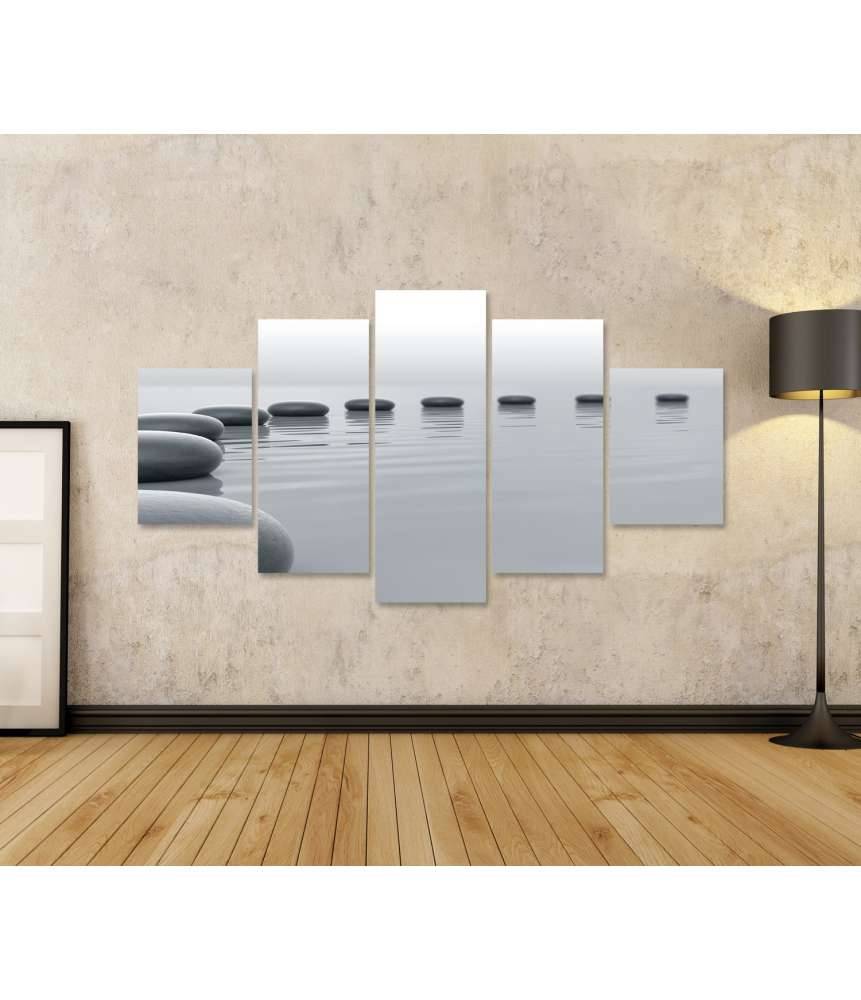Islandburner Bild auf Leinwand Zen-Steine formen einen meditativen Kreis im Wasser - Spa-Wandbild Jubiläumsangebot