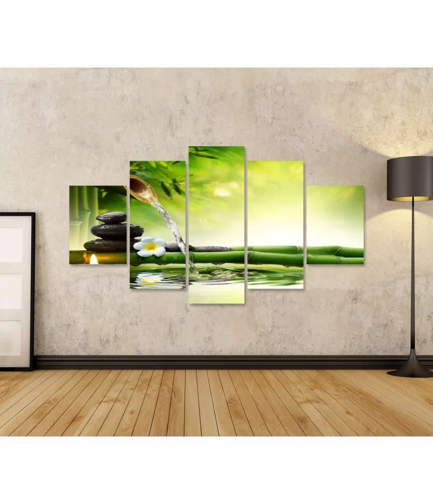 Islandburner Bild auf Leinwand Zen-Garten mit fließendem Wasser und harmonisch arrangierten Spa-Steinen Heißer Verkauf