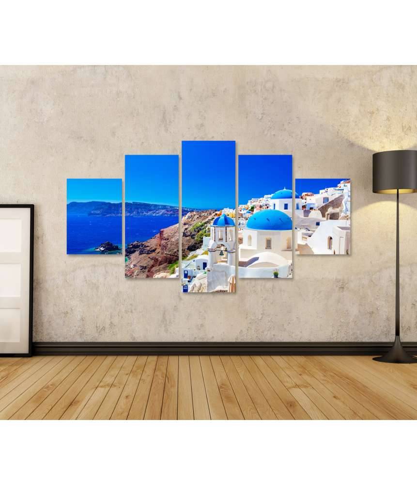 Islandburner Bild auf Leinwand Blaue Kuppeln von Oia, einer Stadt auf der griechischen Insel Santorini Exklusive Angebote