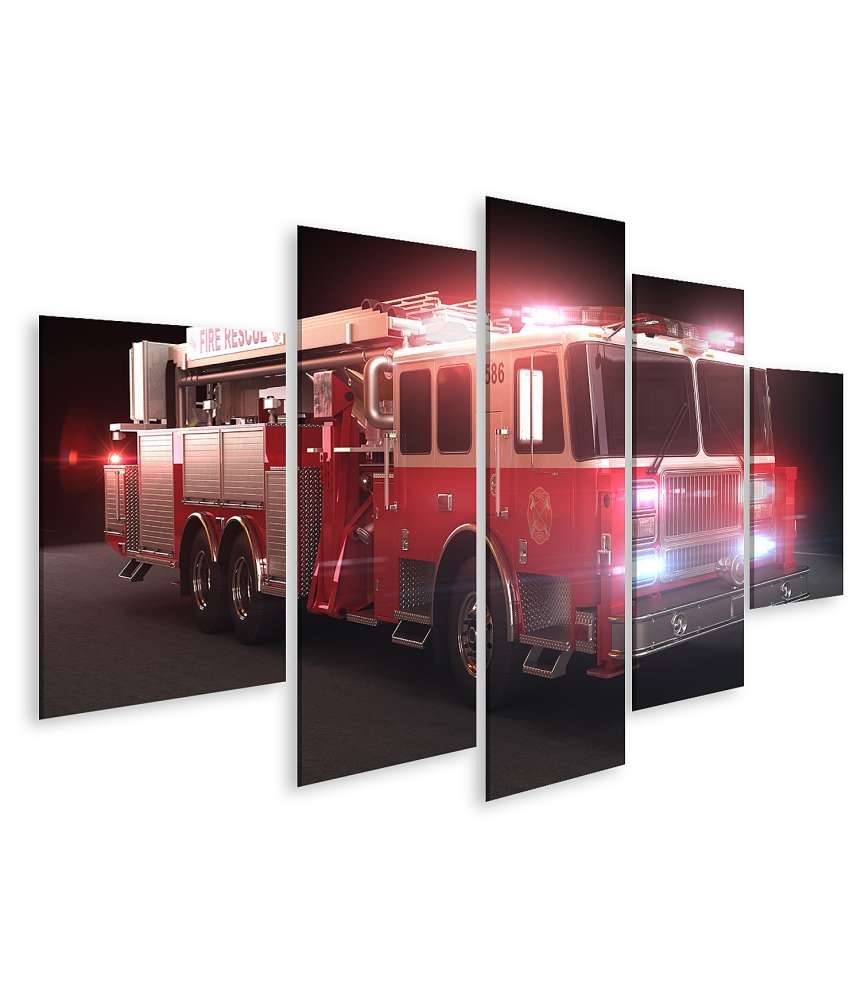 Islandburner Bild auf Leinwand Lebhaftes Wandbild eines Feuerwehrautos mit Lichtern fürs Kinderzimmer Neuheiten