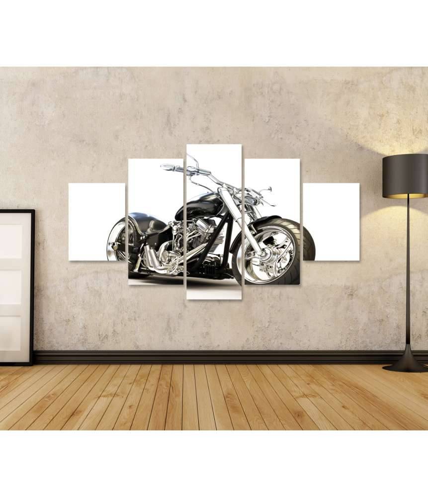 Islandburner Bild auf Leinwand Chopper-Motorrad auf reinweißem Hintergrund als Wandbild Bestseller