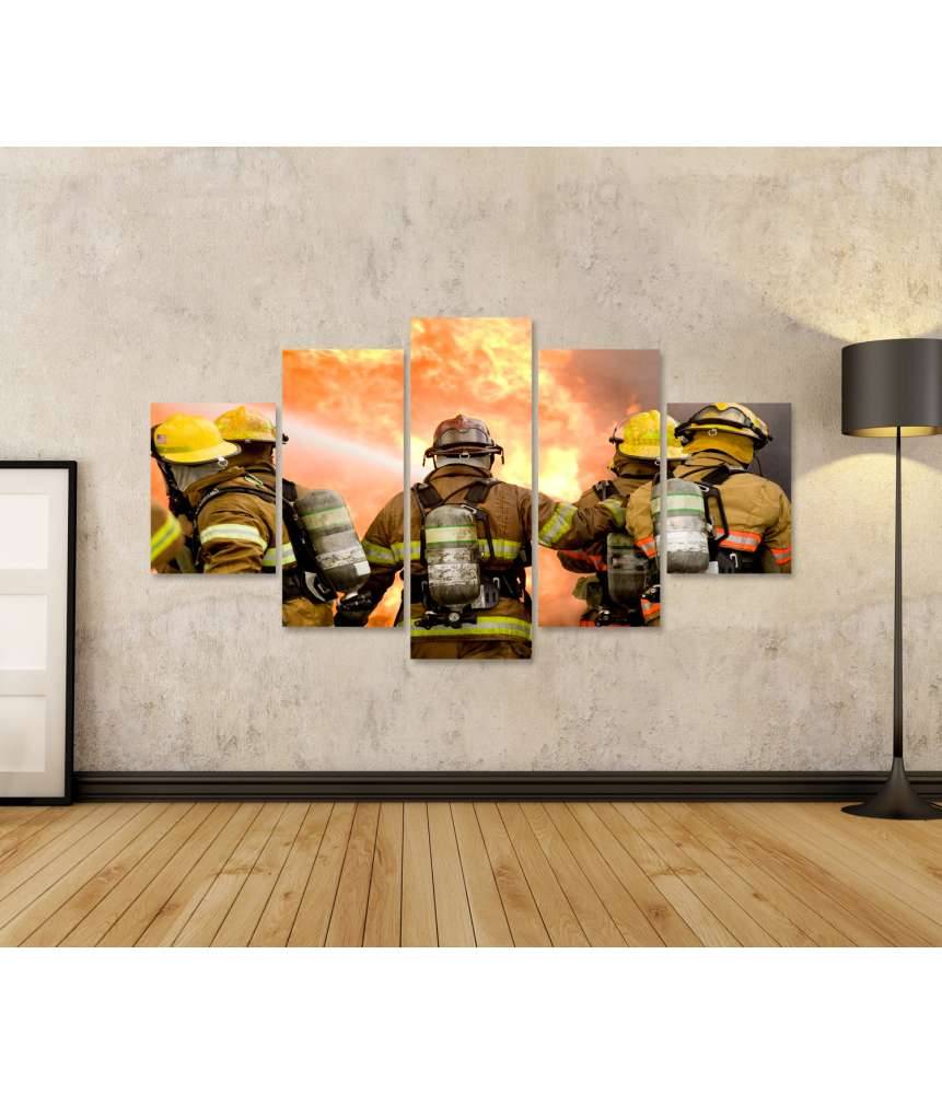 Islandburner Bild auf Leinwand Dynamisches Wandbild von Feuerwehrleuten in Aktion Räumungsverkauf