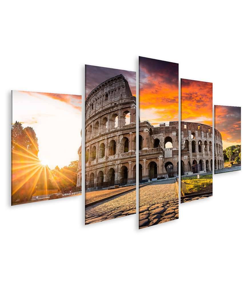 Islandburner Bild auf Leinwand Sonnenaufgang über dem Kolosseum in Rom, Italien - Sommerurlaubszene Riesige Ersparnisse