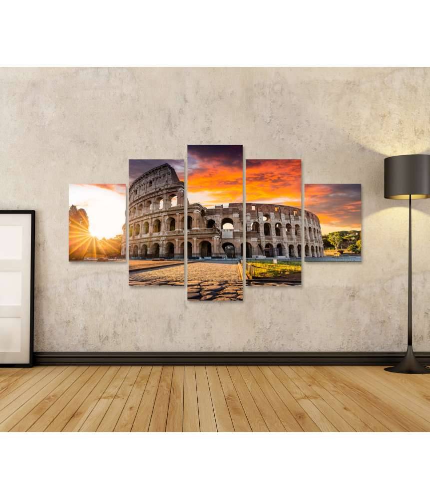 Islandburner Bild auf Leinwand Sonnenaufgang über dem Kolosseum in Rom, Italien - Sommerurlaubszene Riesige Ersparnisse