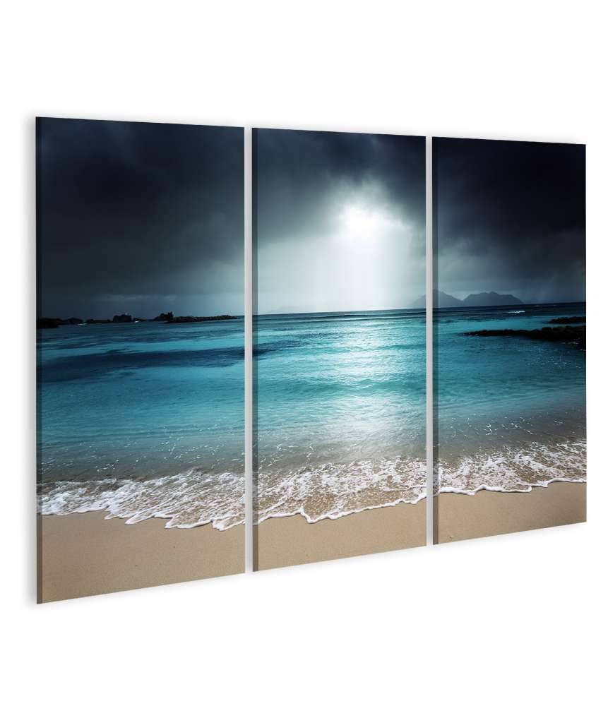 Islandburner Bild auf Leinwand Wandbild: Idyllischer Strand auf La Digue Island, Seychellen Wochenangebot