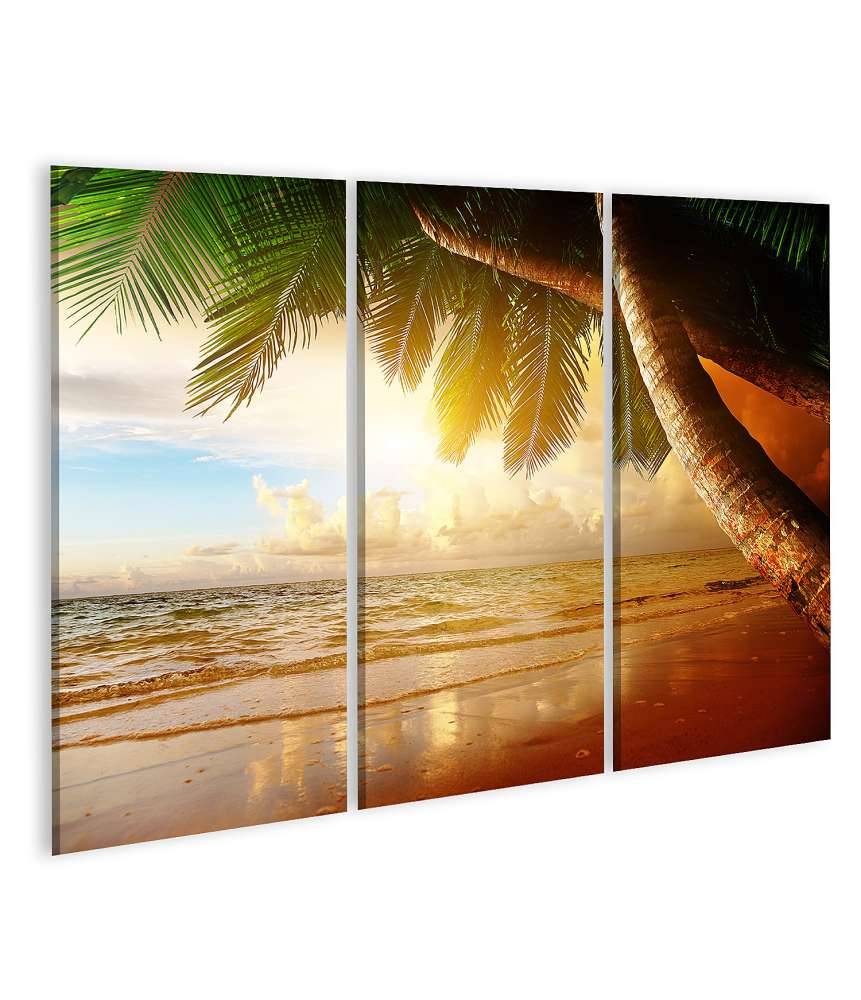 Islandburner Bild auf Leinwand Karibischer Sonnenaufgang am Strand Kostenlose Rückgabe