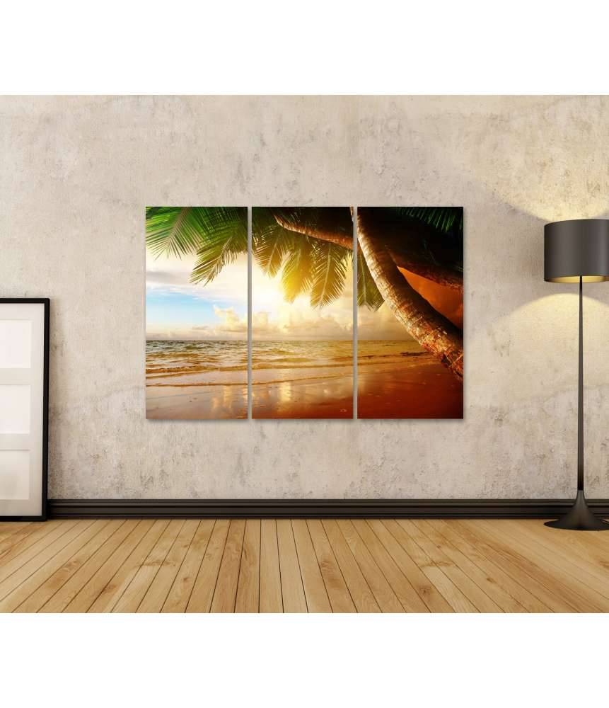 Islandburner Bild auf Leinwand Karibischer Sonnenaufgang am Strand Kostenlose Rückgabe