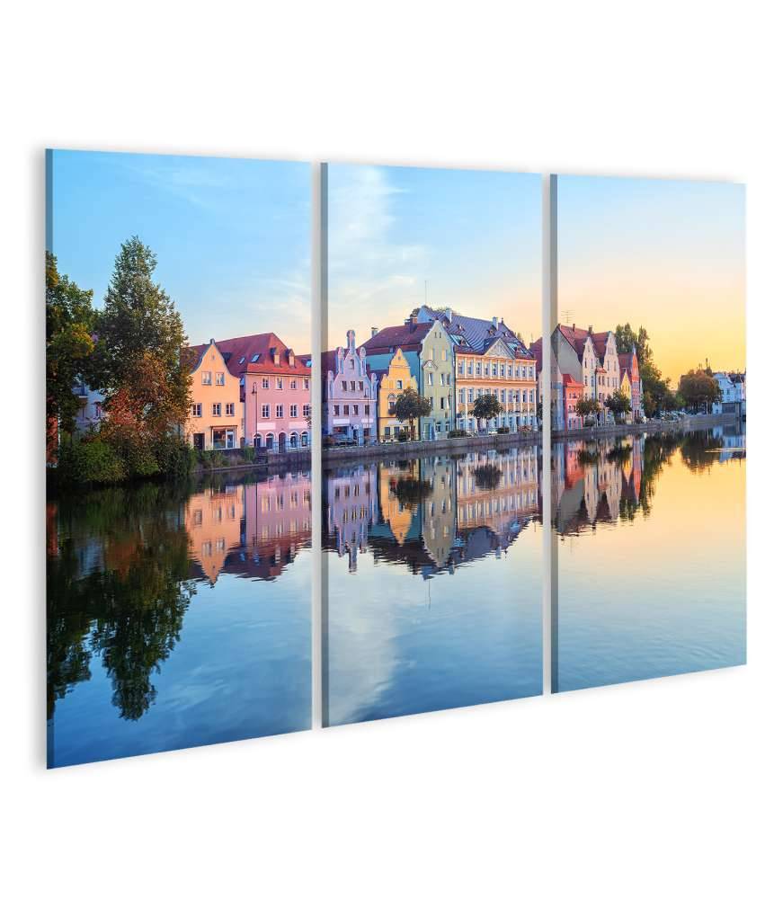Islandburner Bild auf Leinwand Gotische Häuser an der Isar in der Altstadt von Landshut, Bayern, Deutschland Discount Store für neue Produkte