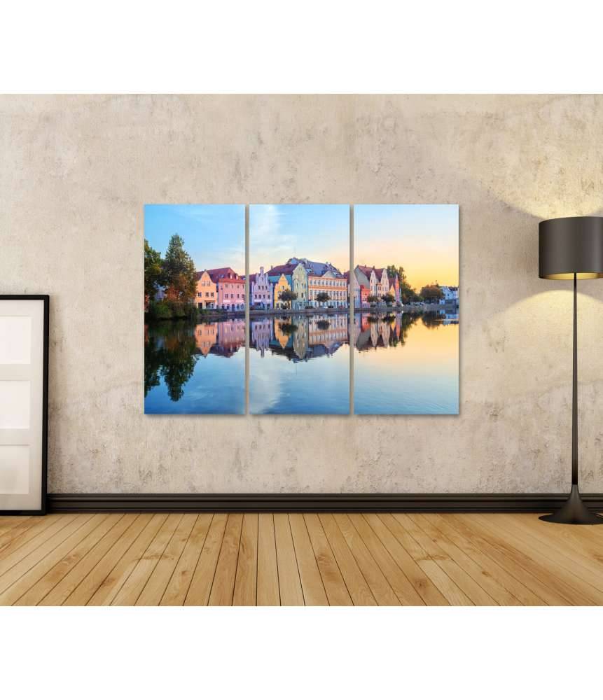 Islandburner Bild auf Leinwand Gotische Häuser an der Isar in der Altstadt von Landshut, Bayern, Deutschland Discount Store für neue Produkte