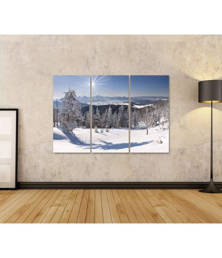 Islandburner Bild auf Leinwand Malerische Winterlandschaft in majestätischen Bergen Nur noch ein Tag übrig