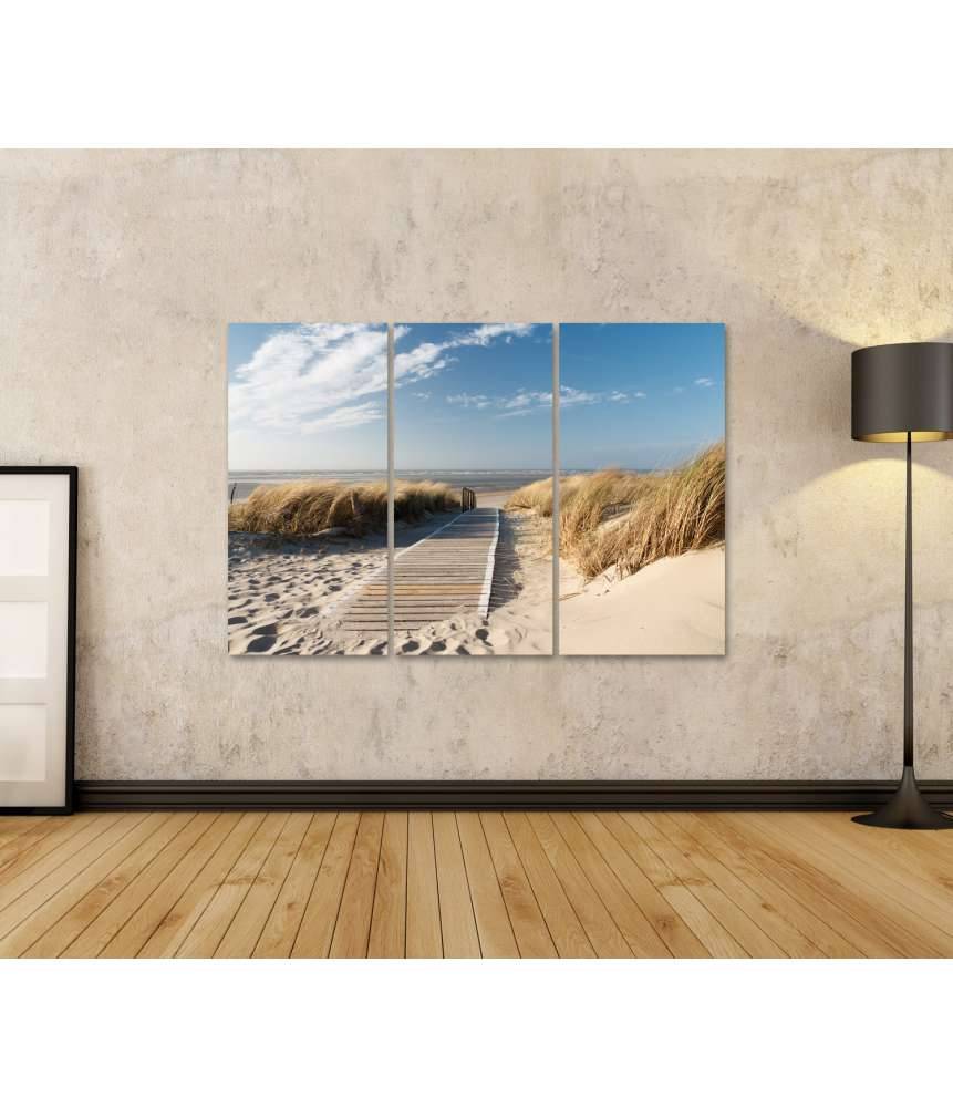 Islandburner Bild auf Leinwand Weg durch Dünen auf Langeoog zum Nordsee-Strand - Wandbild Kostenloser Versand international