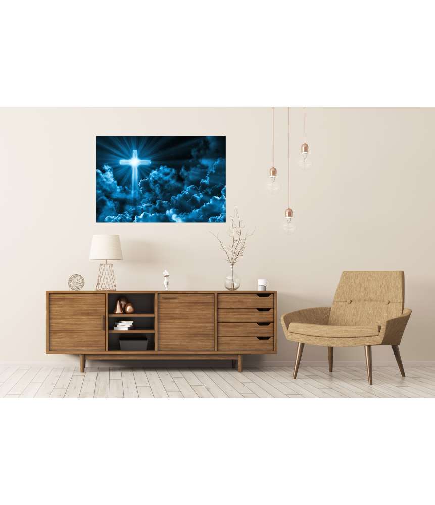Islandburner XXL Premium Poster Christliches Wandbild: Kreuz in Wolken, symbolisiert Jesus Christus und Kirche Black Friday Preise