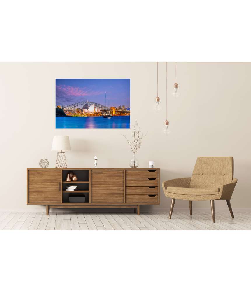 Islandburner XXL Premium Poster Sonnenuntergang über der Skyline von Downtown Sydney, Australien Online
