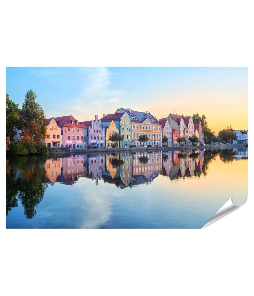 Islandburner XXL Premium Poster Gotische Häuser an der Isar in der Altstadt von Landshut, Bayern, Deutschland Günstiger Verkauf