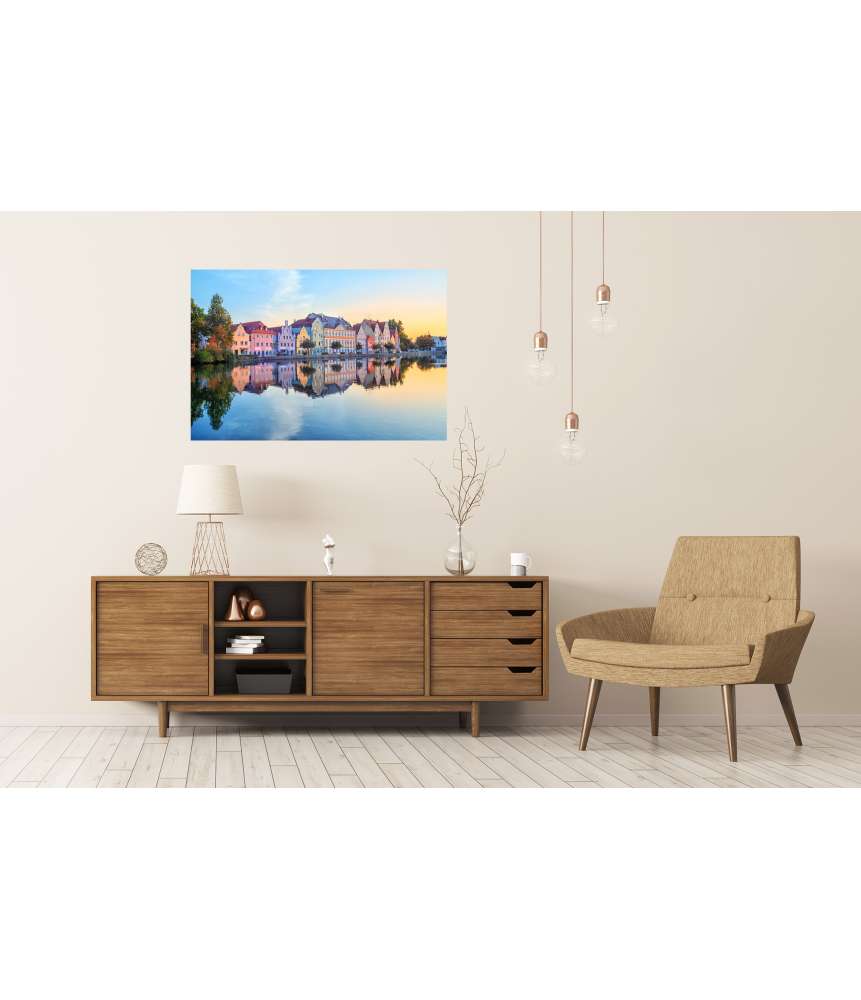 Islandburner XXL Premium Poster Gotische Häuser an der Isar in der Altstadt von Landshut, Bayern, Deutschland Günstiger Verkauf