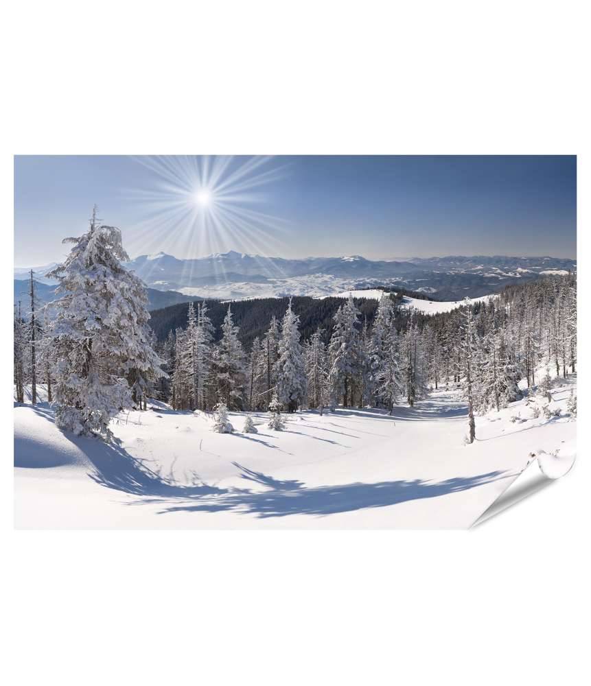 Islandburner XXL Premium Poster Malerische Winterlandschaft in majestätischen Bergen Fabrikverkauf