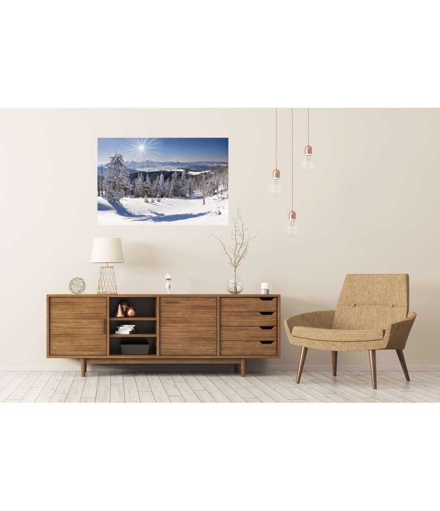 Islandburner XXL Premium Poster Malerische Winterlandschaft in majestätischen Bergen Fabrikverkauf