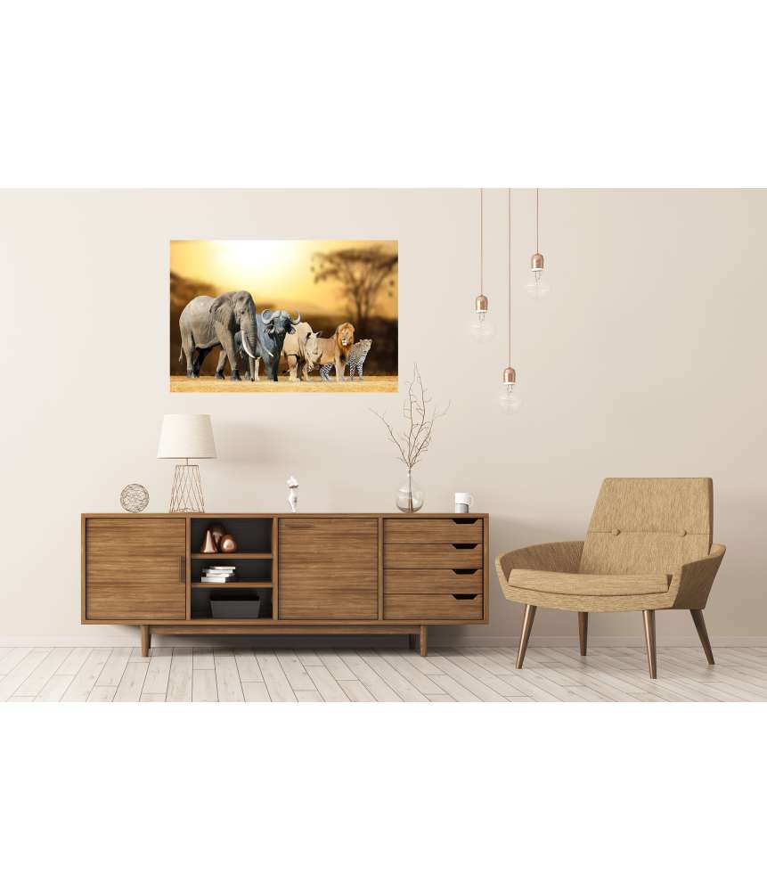 Islandburner XXL Premium Poster Big Five Afrika-Wandbild für Kinder/Jugendzimmer: Löwe, Elefant, Leopard, Büffel, Nashorn Blitzverkäufe
