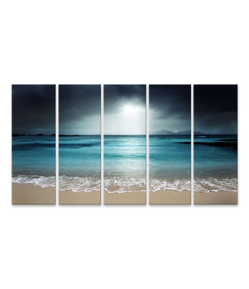 Islandburner Bild auf Leinwand Wandbild: Idyllischer Strand auf La Digue Island, Seychellen Sonderangebot