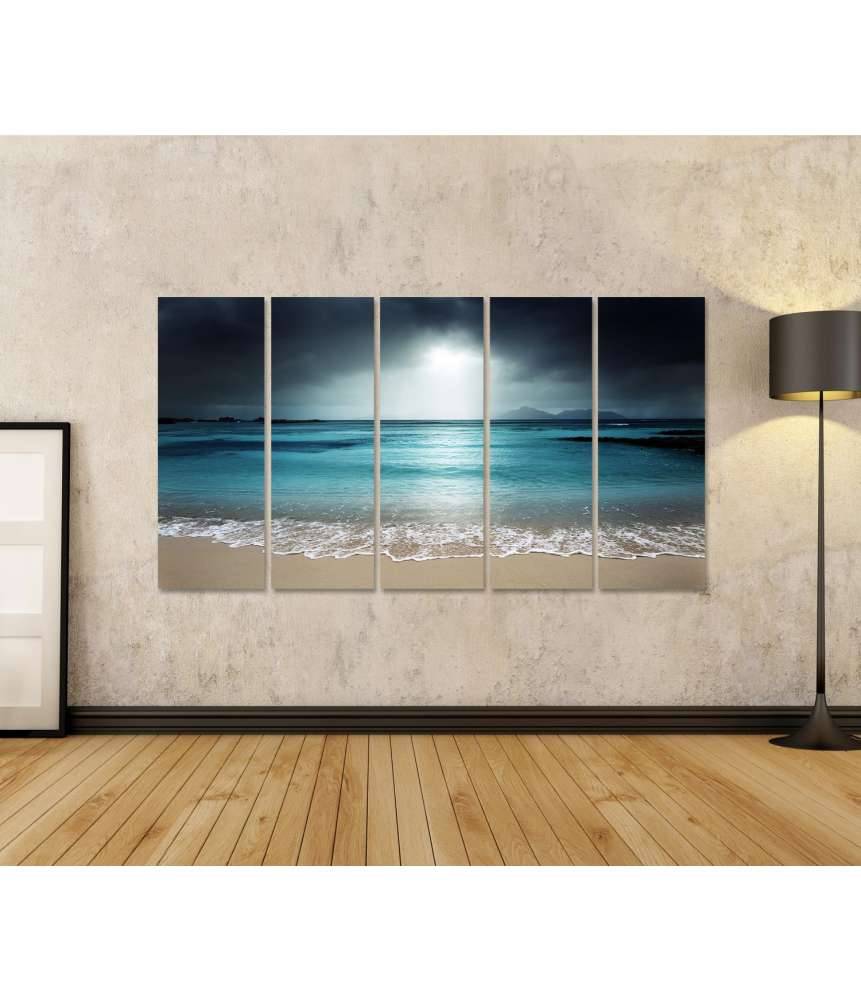 Islandburner Bild auf Leinwand Wandbild: Idyllischer Strand auf La Digue Island, Seychellen Sonderangebot