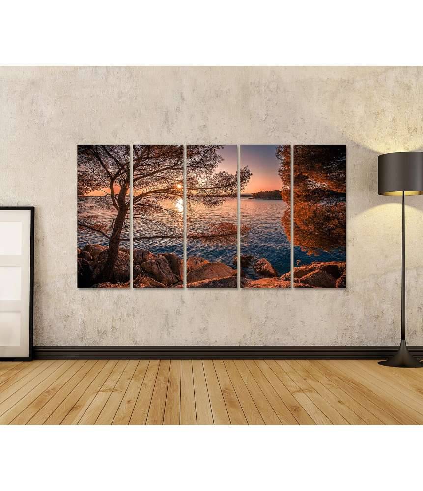 Islandburner Bild auf Leinwand Malerei der malerischen kroatischen Küste zwischen Sibenik und Primosten Preisnachlass