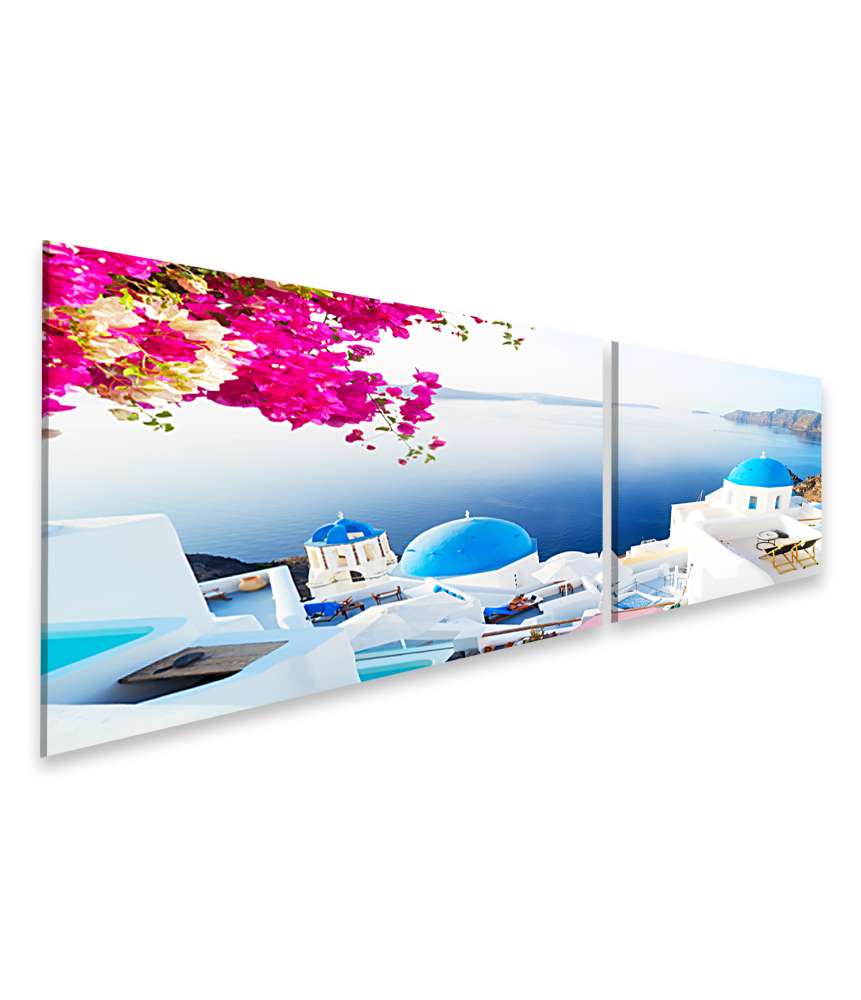 Islandburner Bild auf Leinwand Malerische weiße Glockentürme auf der griechischen Insel Santorin Lagerräumung