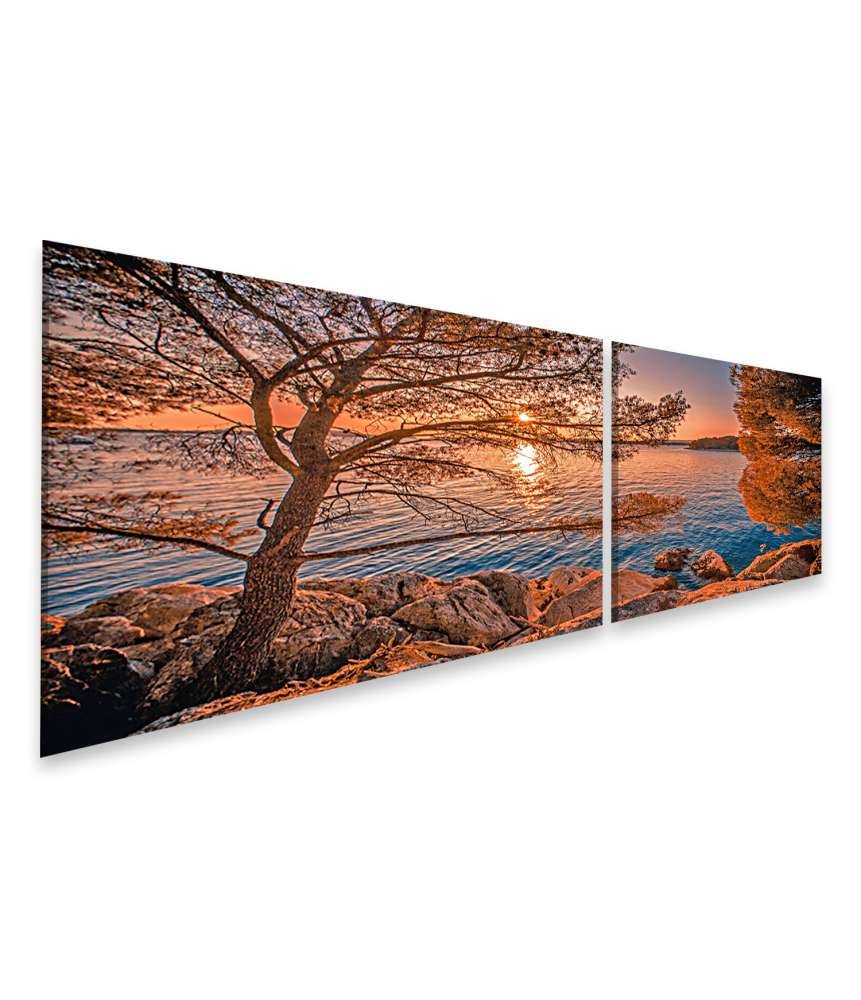 Islandburner Bild auf Leinwand Malerei der malerischen kroatischen Küste zwischen Sibenik und Primosten