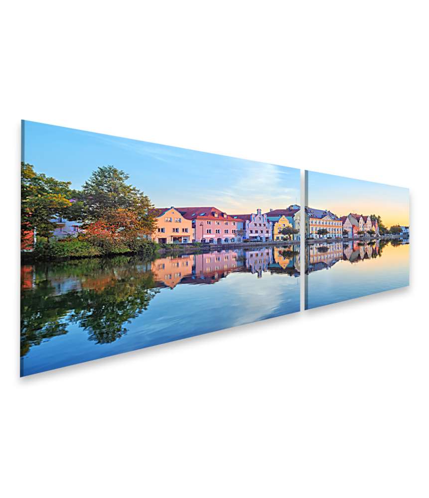 Islandburner Bild auf Leinwand Gotische Häuser an der Isar in der Altstadt von Landshut, Bayern, Deutschland Bestseller