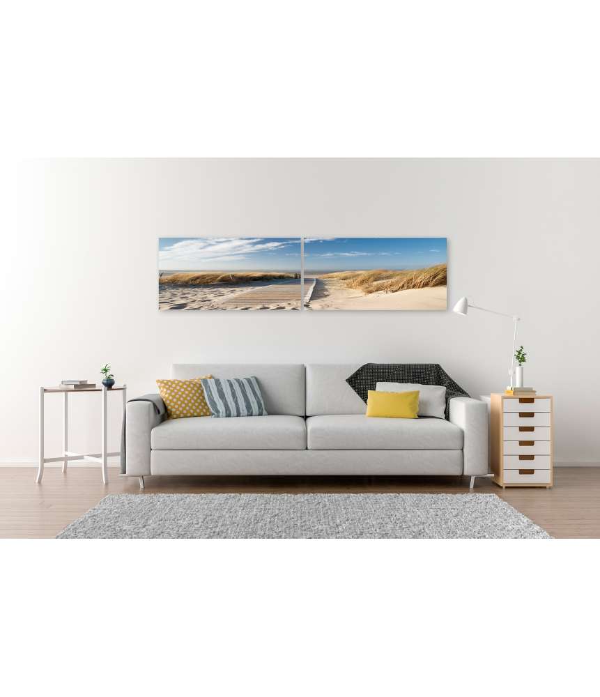 Islandburner Bild auf Leinwand Weg durch Dünen auf Langeoog zum Nordsee-Strand - Wandbild Riesige Ersparnisse