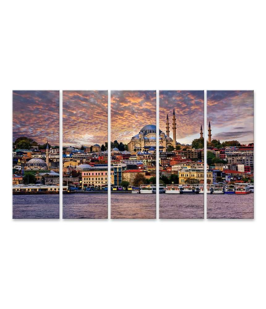Islandburner Bild auf Leinwand Blick auf das Goldene Horn und die Altstadt von Istanbul, Türkei Kostenlose Rückgabe