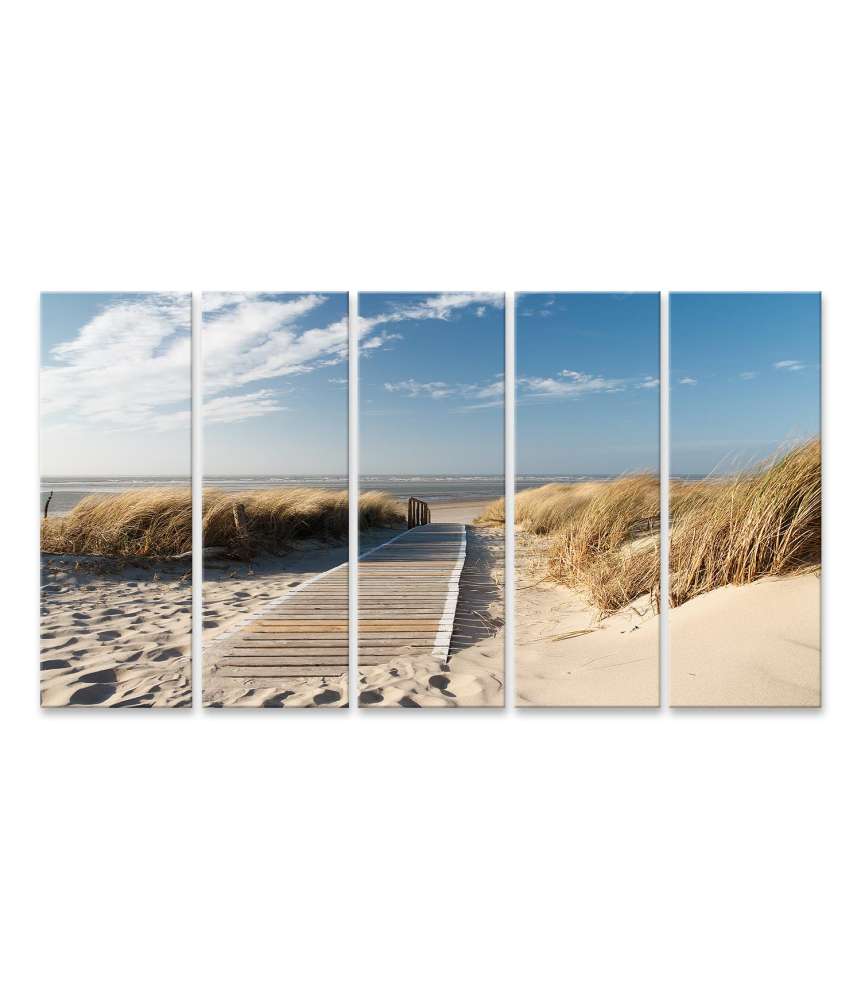Islandburner Bild auf Leinwand Weg durch Dünen auf Langeoog zum Nordsee-Strand - Wandbild