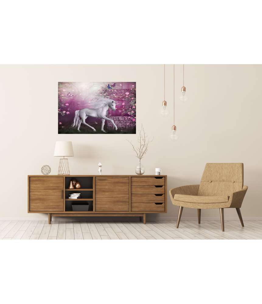 Islandburner Premium Poster Märchenhaftes Einhorn und Fee Wandbild im Mondschein für Mädchen-Kinderzimmer Discount Store für neue Produkte