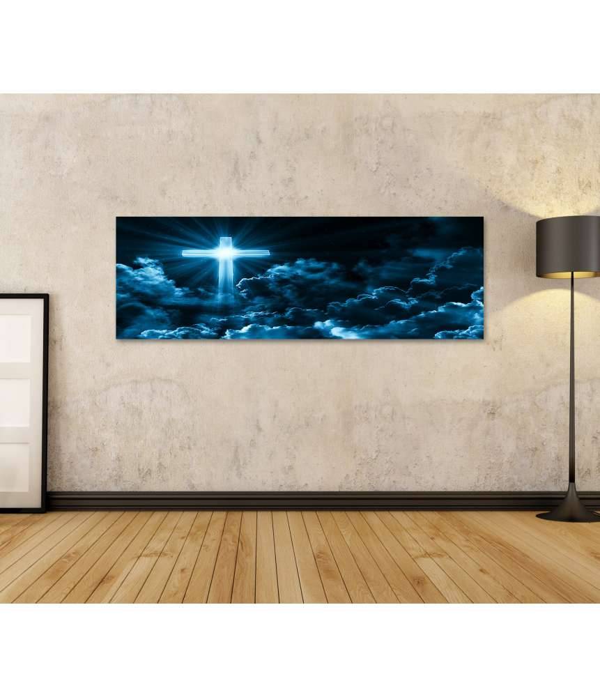 Islandburner Bild auf Leinwand Christliches Wandbild: Kreuz in Wolken, symbolisiert Jesus Christus und Kirche Fabrikladen
