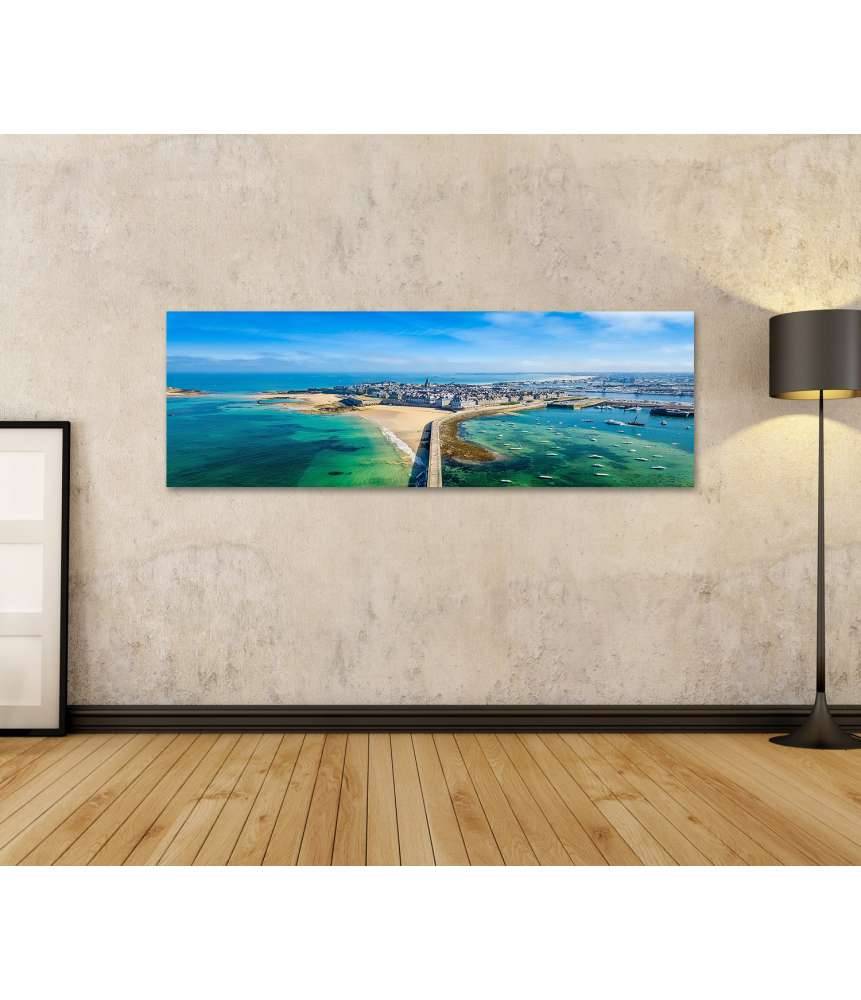 Islandburner Bild auf Leinwand Atemberaubende Luftaufnahme von Saint Malo, Bretagne, Frankreich Fabrikpreis