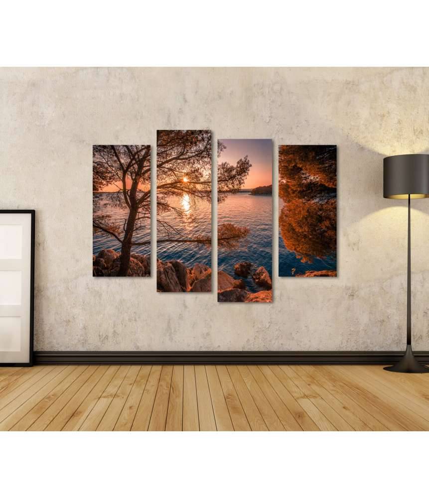 Islandburner Bild auf Leinwand Malerei der malerischen kroatischen Küste zwischen Sibenik und Primosten Jubiläumsangebot