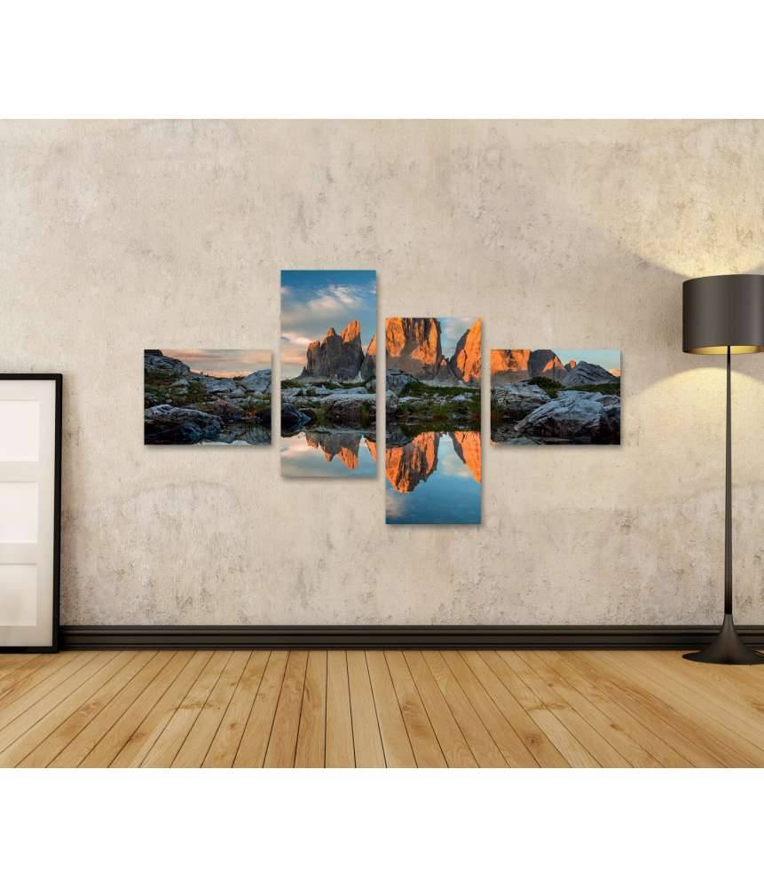 Islandburner Bild auf Leinwand Sonnenuntergang über dem Tre Cime Di Lavaredo See in den Dolomiten Online Outlet