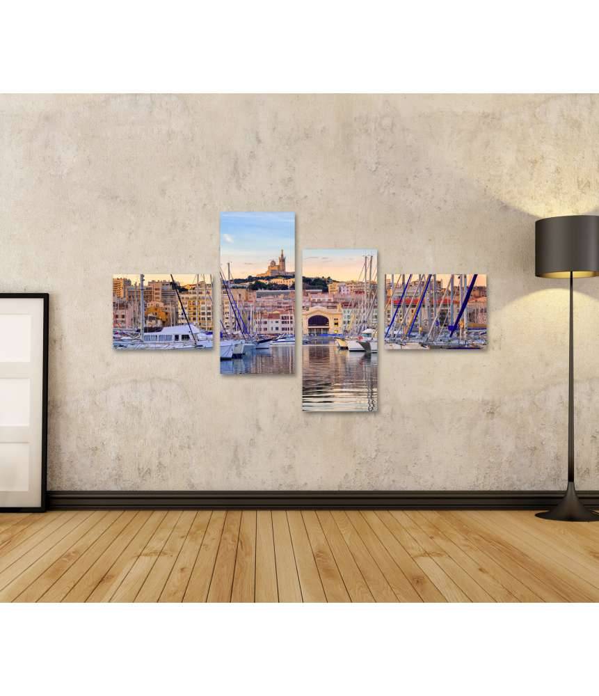 Islandburner Bild auf Leinwand Yachten im Alten Vieux Port von Marseille unter der Kathedrale Notre-Dame Zeitlich begrenztes Angebot