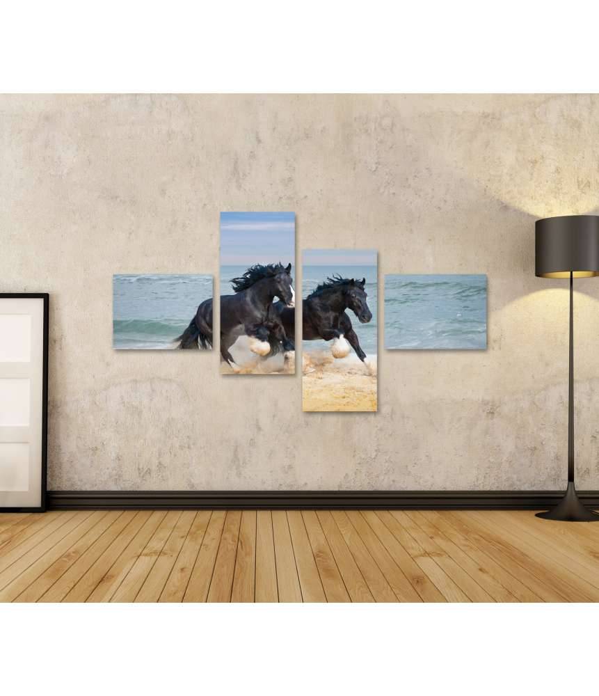 Islandburner Bild auf Leinwand Großes Wandbild mit zwei majestätischen Pferden für Kinderzimmer Große Rabatte