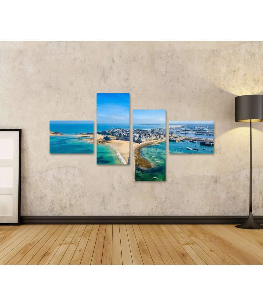 Islandburner Bild auf Leinwand Atemberaubende Luftaufnahme von Saint Malo, Bretagne, Frankreich Neuheiten