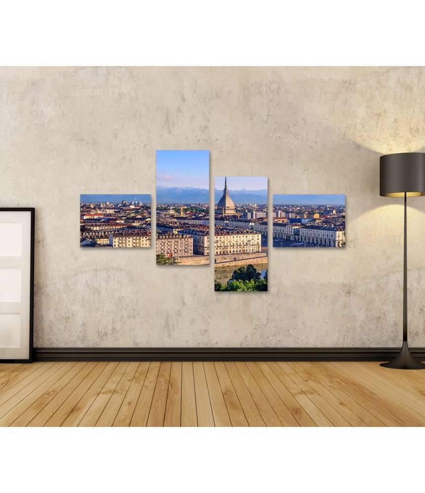 Islandburner Bild auf Leinwand Panoramablick auf Turins Stadtzentrum mit Mole Antonelliana Turm und Alpen Räumungsverkauf