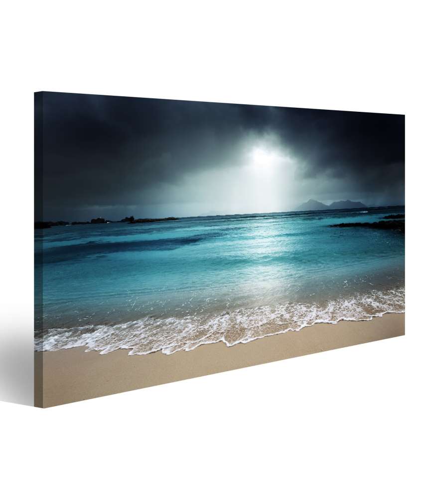 Islandburner Bild auf Leinwand Wandbild: Idyllischer Strand auf La Digue Island, Seychellen