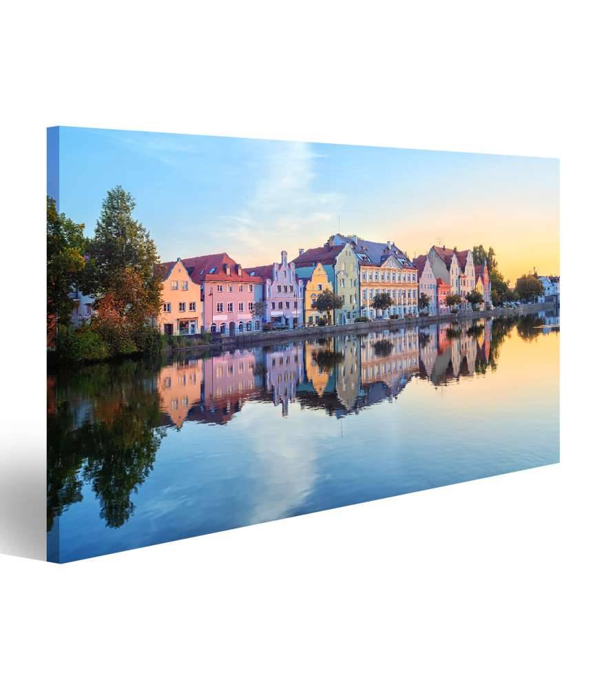 Islandburner Bild auf Leinwand Gotische Häuser an der Isar in der Altstadt von Landshut, Bayern, Deutschland Bis zu 65% Rabatt