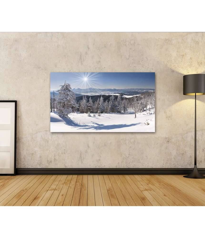 Islandburner Bild auf Leinwand Malerische Winterlandschaft in majestätischen Bergen Nur für heute