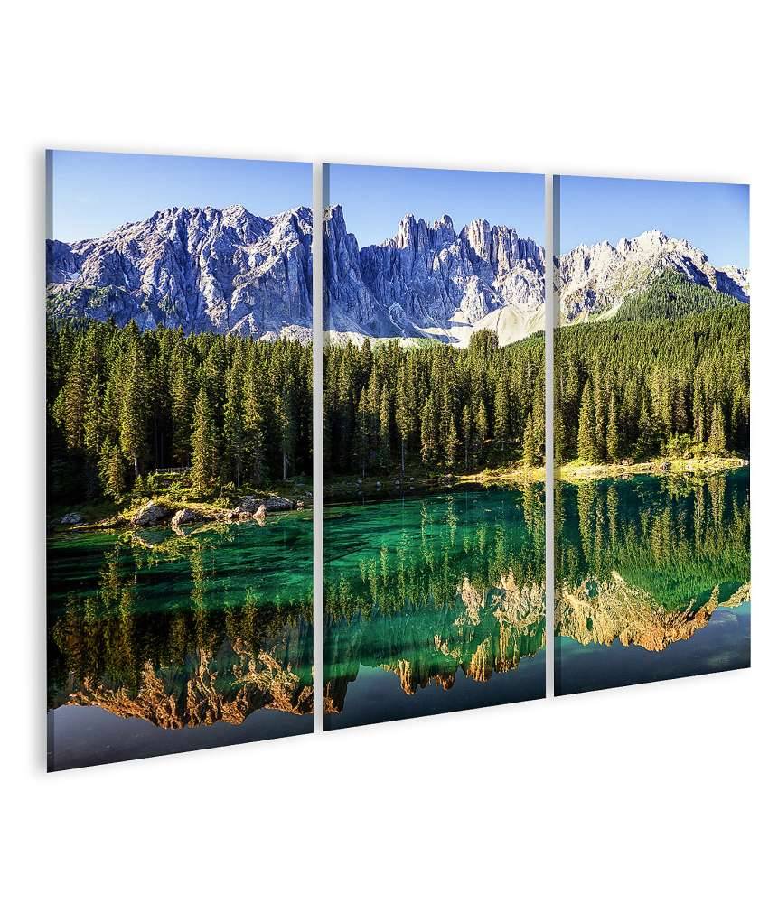Islandburner Bild auf Leinwand Blick auf den malerischen Karersee in den italienischen Dolomiten Super Rabatt
