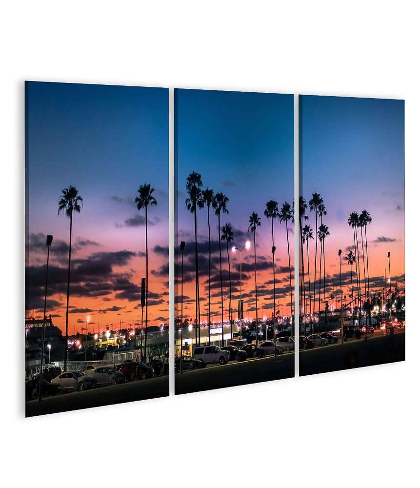 Islandburner Bild auf Leinwand Atemberaubender Sonnenuntergang über Palmen in Tampa, Florida Kostenloser Versand international